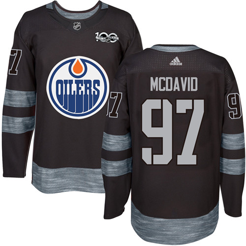 Kinder Edmonton Oilers Eishockey Trikot Connor McDavid #97 Authentic Schwarz 1917-2017 100th Anniversary